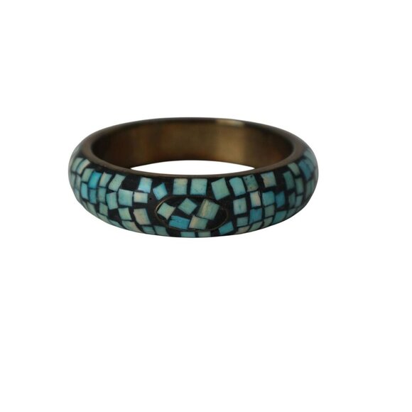 Vintage Chunky Bracelet Mosaic Bangle Shell Inlay Bracelet - Picture 3 of 4